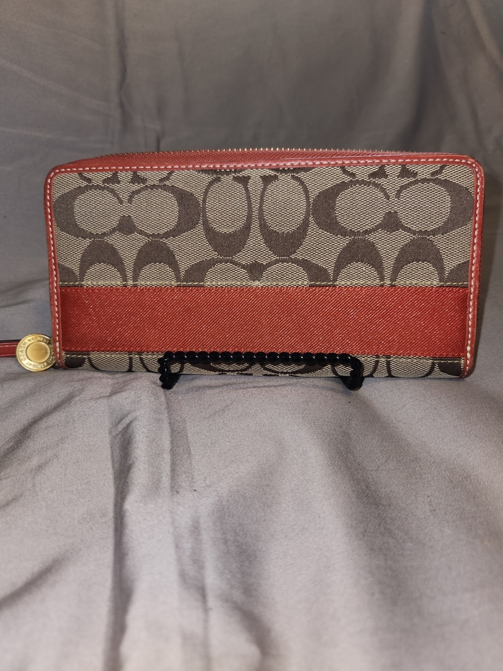Coach Legacy Signature Canvas Zip Wallet